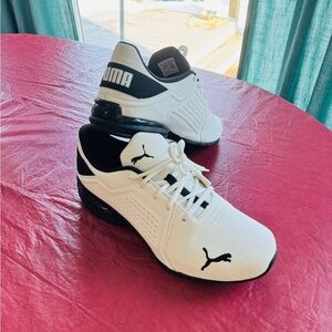 Puma Dual-Tone Athletic Shoes in White and Black